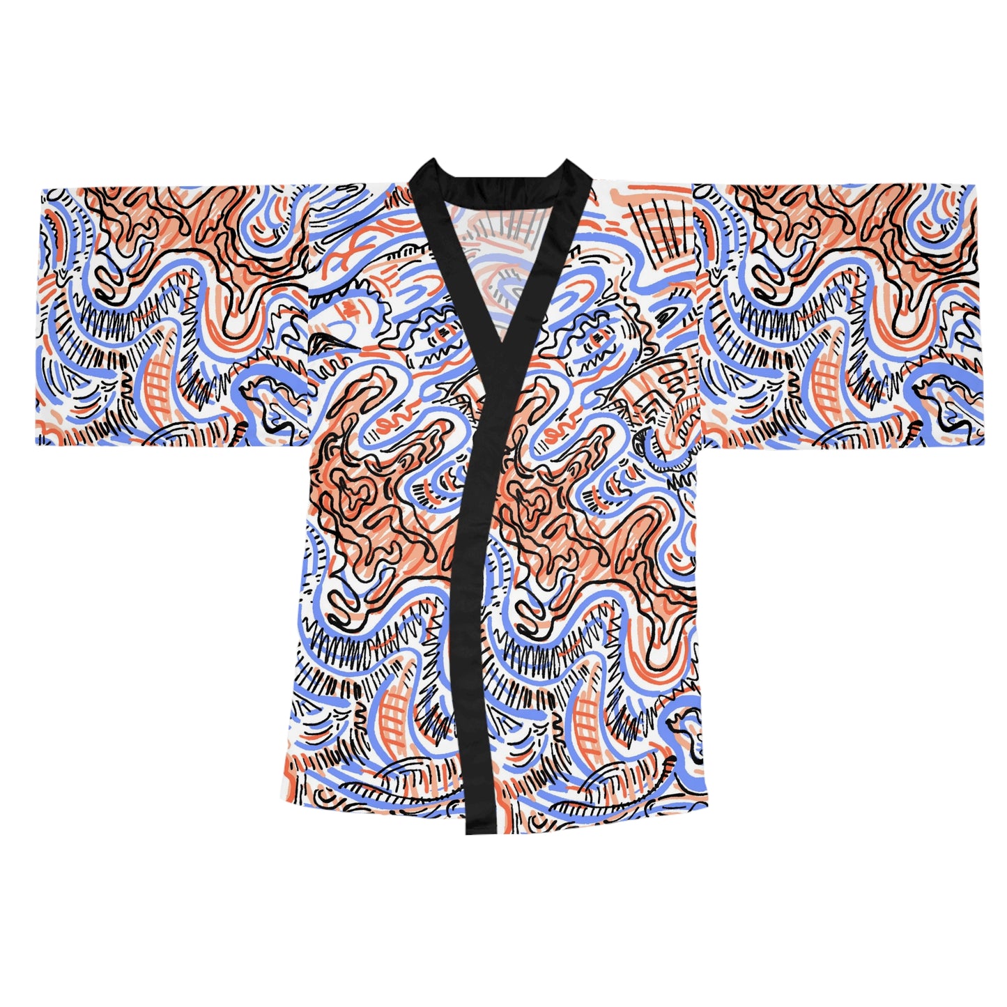 Graffiti Water Kimono Robe Front Flat View