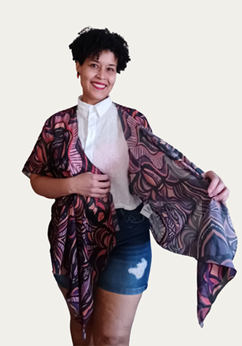 The Eye Draped Kimono Front View Open