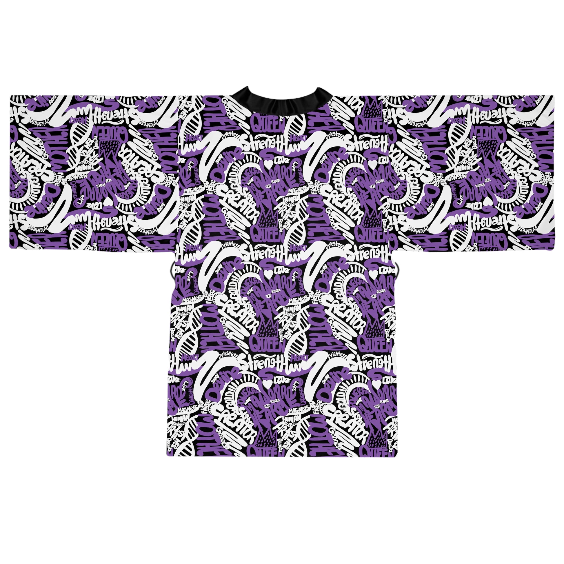 I Am  a Woman Purple Kimono Robe Flat View Back