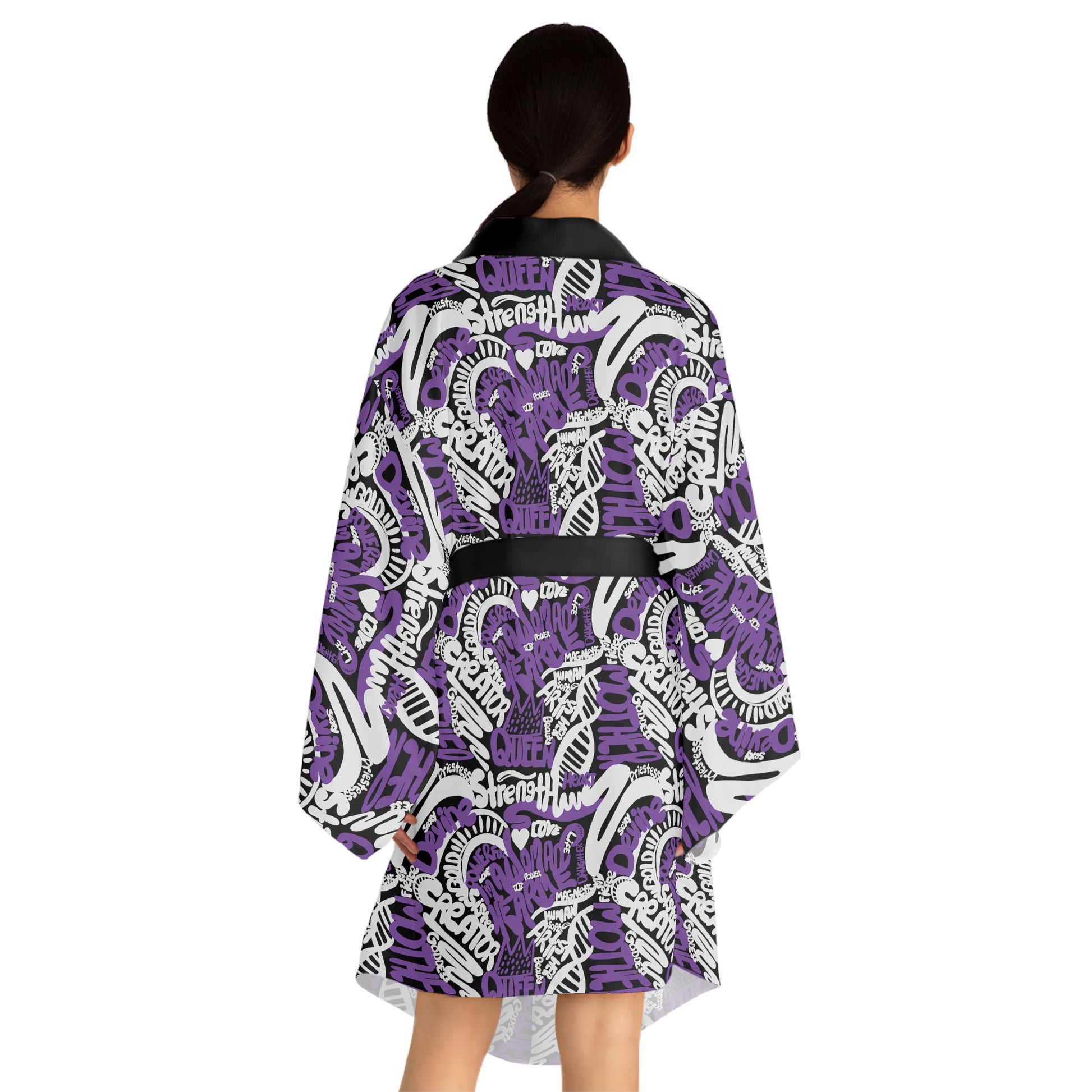 I Am  a Woman Purple Kimono Robe Back
