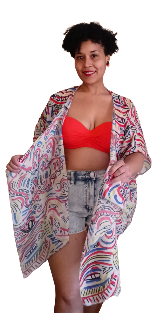 Graffiti Summer Draped Kimono Robe