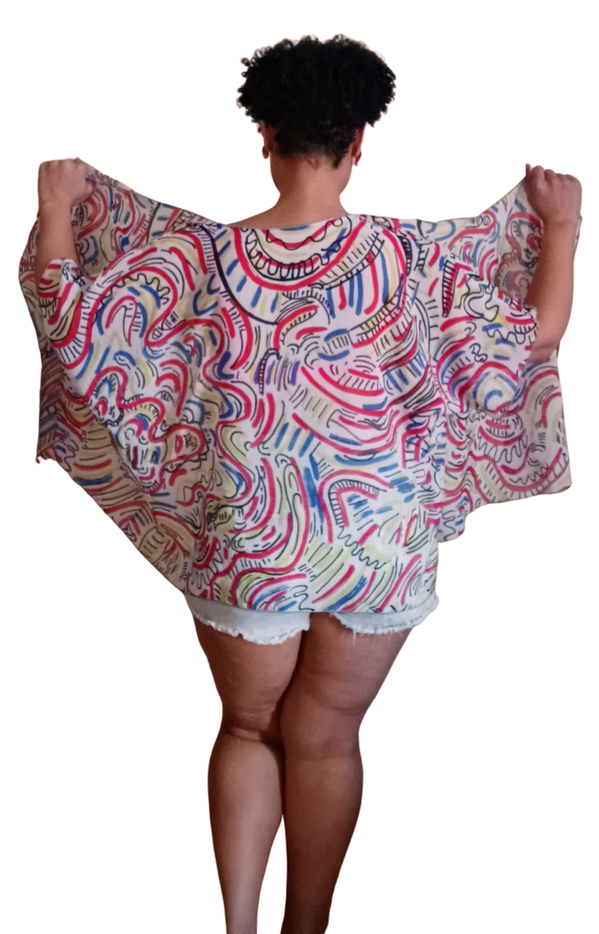 Graffiti Summer Draped Kimono Robe