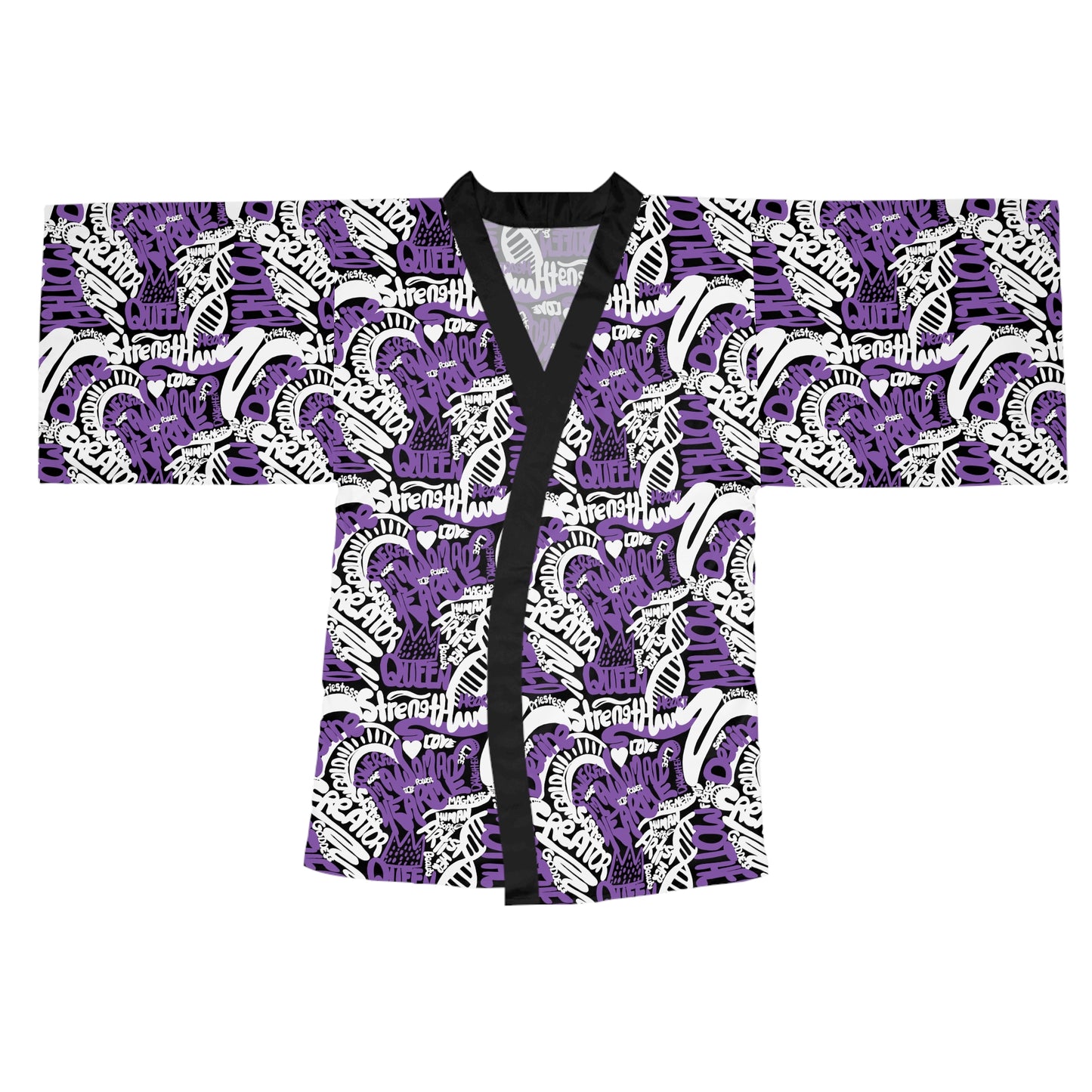 I Am  a Woman Purple Kimono Robe Flat View Front