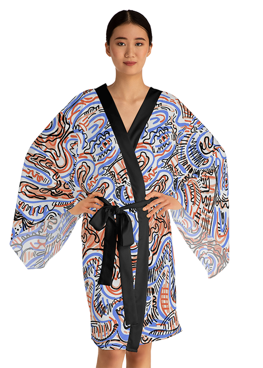 Graffiti Water Long Kimono Robe
