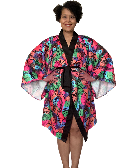 Sherbet Black Hair Long Kimono Robe